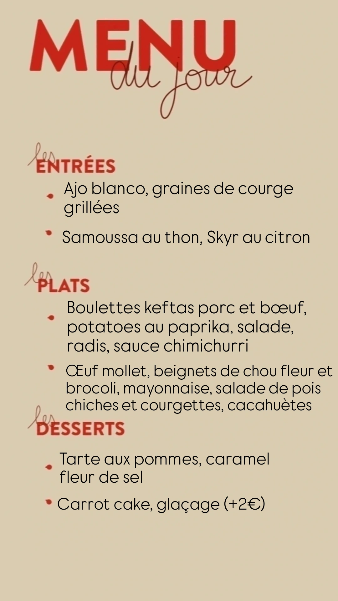 Menu du jour 