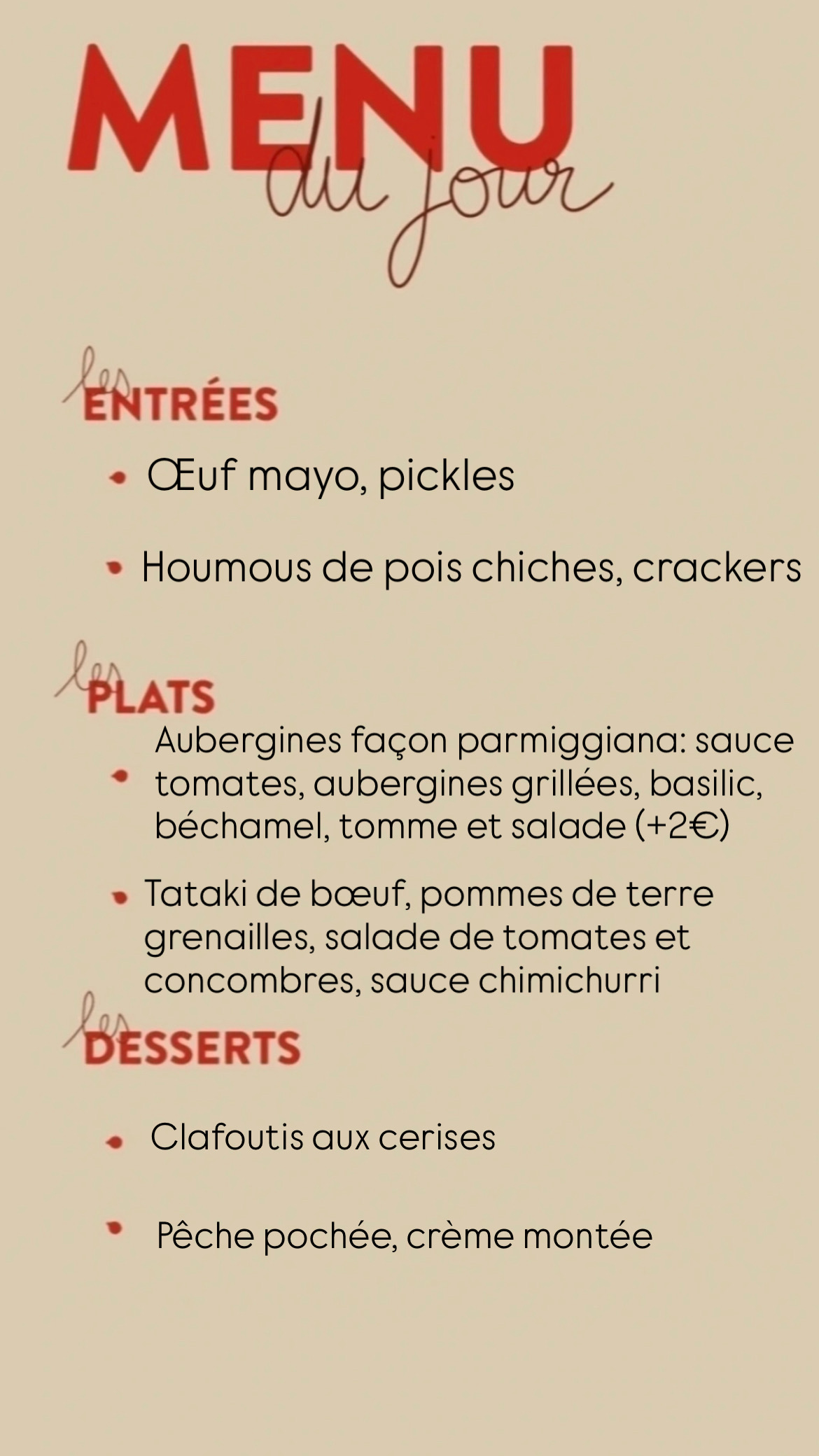 Menu du jour 