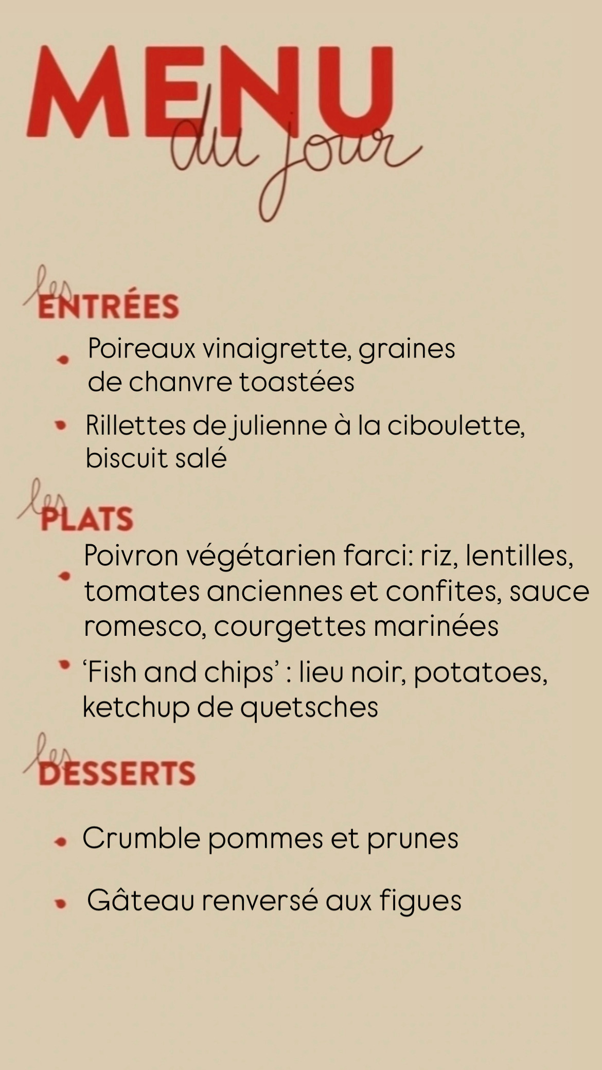 Menu du jour 