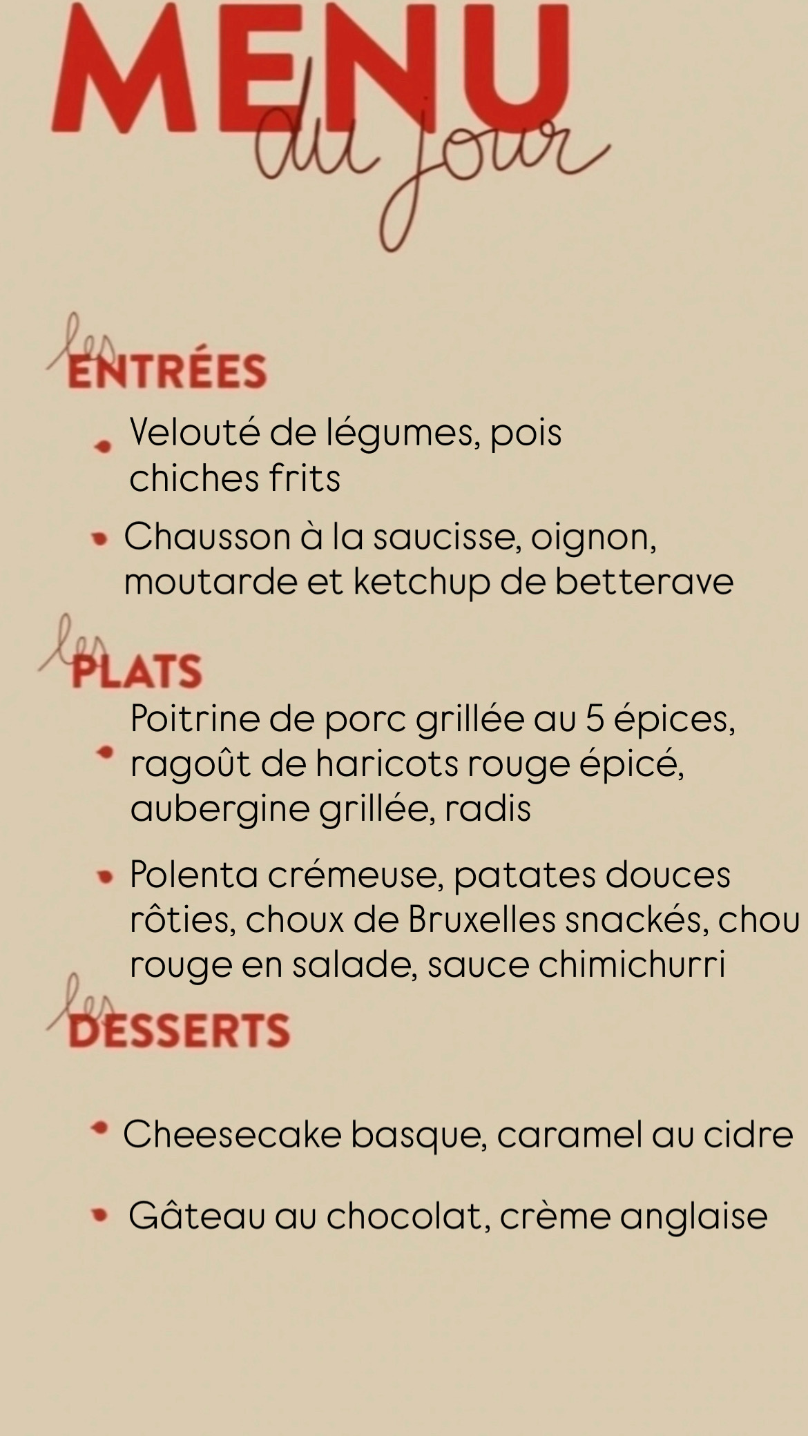 Menu du jour 